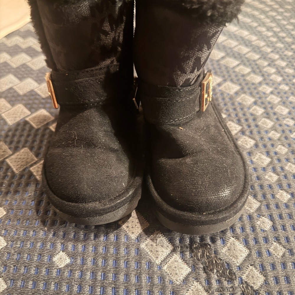 Michael Kors Black Kids Boots with Gold Buckle